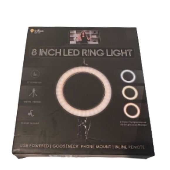 8 Inch Led Ring Light, Metal tripod and phone mount with 3 color temperatures - Picture 3 of 4